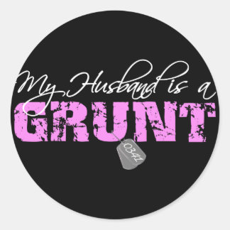 USMC My Husband is a Grunt 0341 Classic Round Sticker