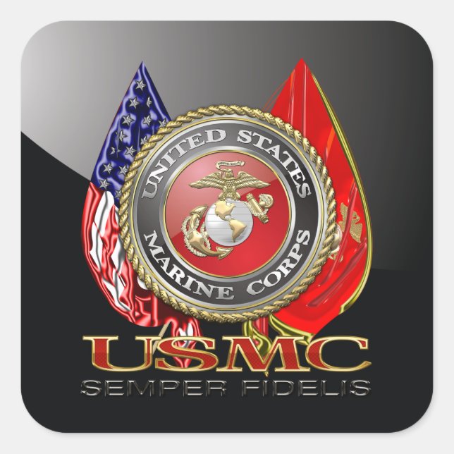 USMC Semper Fi [Special Edition] [3D] Square Sticker (Front)