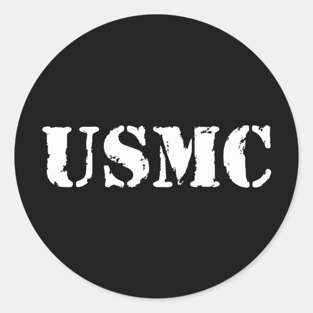 USMC [stencil text] Classic Round Sticker (Front)