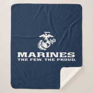 USMC The Few The Proud Logo Stacked - White Sherpa Blanket