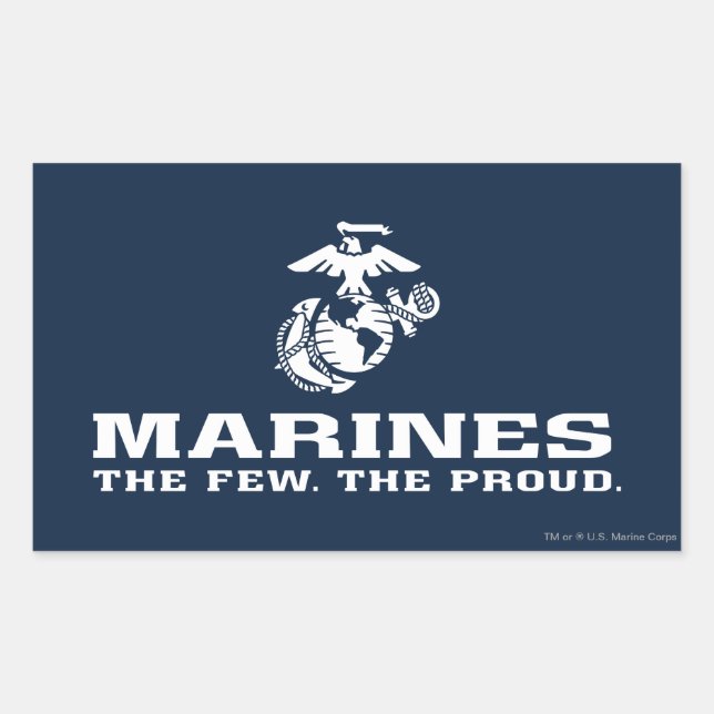 USMC The Few The Proud Logo Stacked - White Sticker (Front)