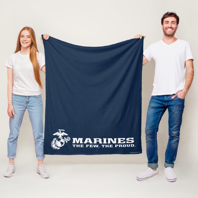 USMC The Few The Proud Logo - White Fleece Blanket (In Situ)