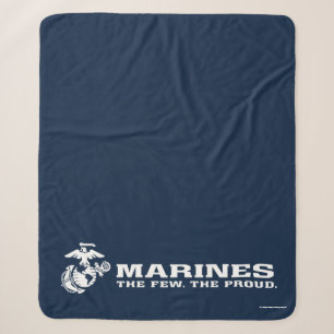 USMC The Few The Proud Logo - White Sherpa Blanket
