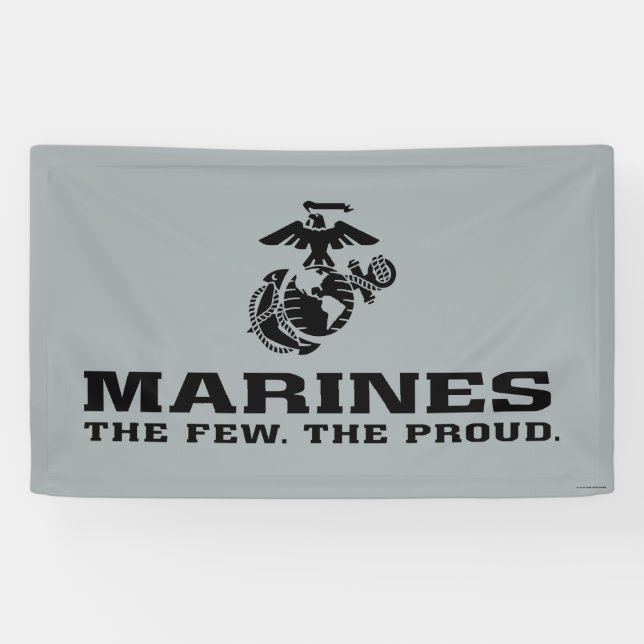 USMC "The Few, The Proud" Stacked Black Logo Banner (Horizontal)