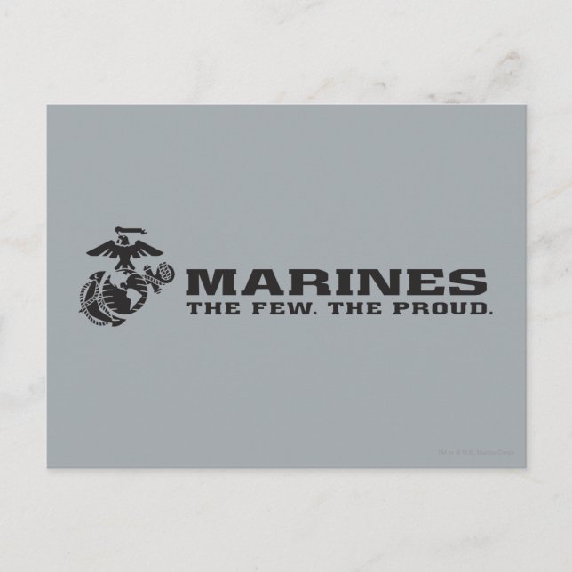 USMC "The Few, The Proud" Stacked Black Logo Postcard (Front)
