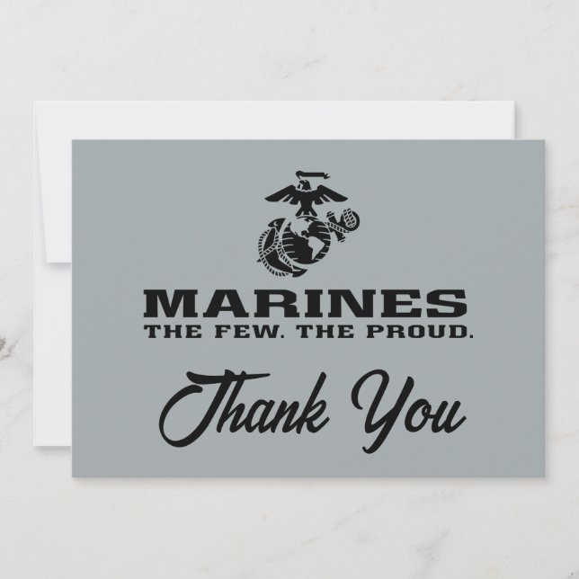 USMC "The Few, The Proud" Stacked Black Logo Thank You Card (Front)