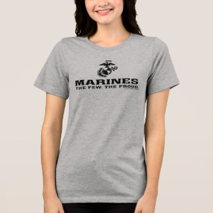USMC "The Few, The Proud" Stacked Black Logo Tri-Blend Shirt