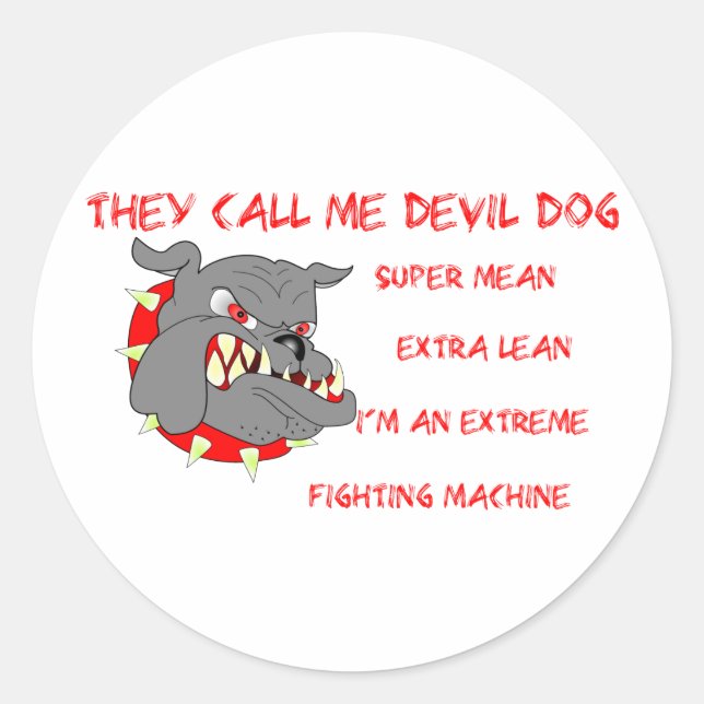 USMC They Call Me Devil Dog Classic Round Sticker (Front)