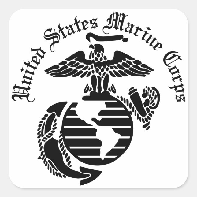 USMC United States Marine Corps Square Sticker (Front)