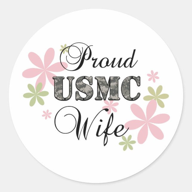 USMC Wife [fl camo] Classic Round Sticker (Front)