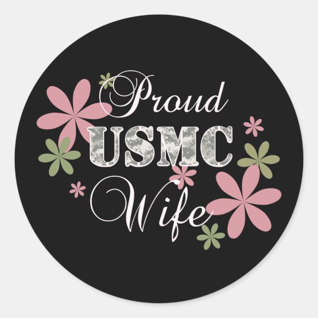 USMC Wife [fl camo] Classic Round Sticker (Front)