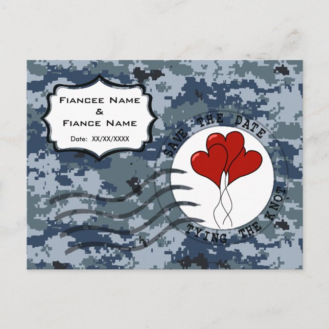 USN Navy Save the Date & Balloons Announcement Postcard (Front)