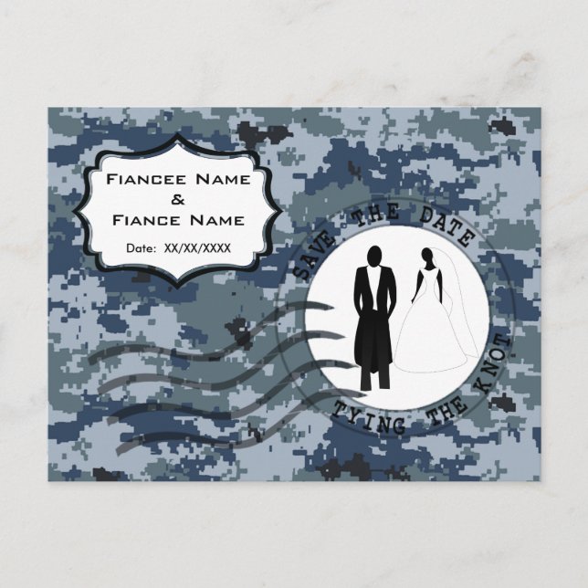 USN Navy Save the Date & Bride and Groom Announcement Postcard (Front)