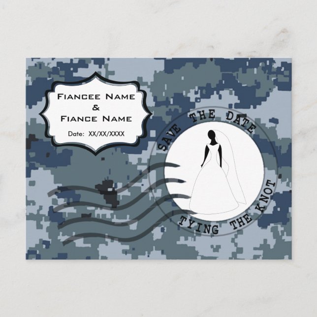 USN Navy Save the Date & Bride Announcement Postcard (Front)