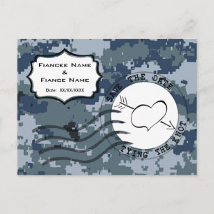 USN Navy Save the Date & Heart Announcement Postcard