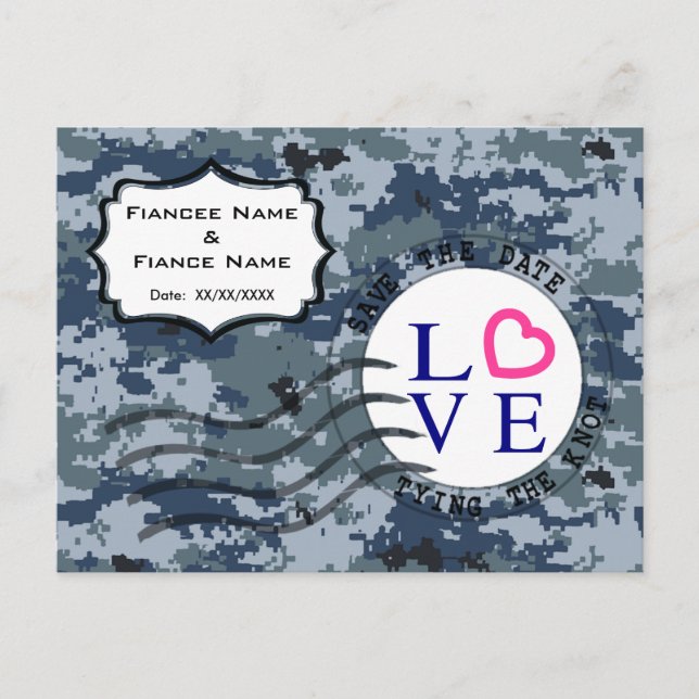 USN Navy Save the Date & Love Announcement Postcard (Front)