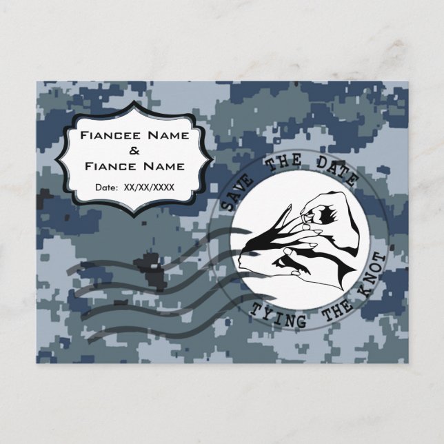 USN Navy Save the Date & Ring Announcement Postcard (Front)