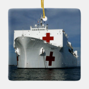 USNS Mercy Hospital Ship Ceramic Ornament