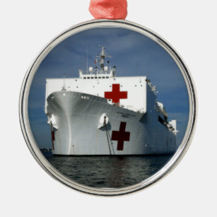 USNS Mercy Hospital Ship Metal Ornament