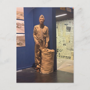 USO Military Mannequin with Vintage Newspapers Postcard
