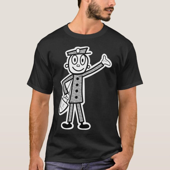 USPS Mr Zip  Sticker T-Shirt (Front)