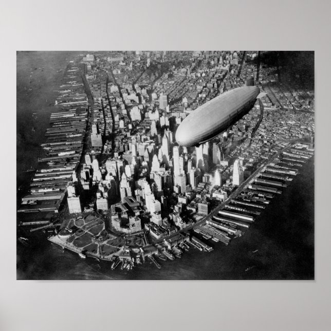 USS Akron Flying Over New York City - Circa 1932 Poster (Front)