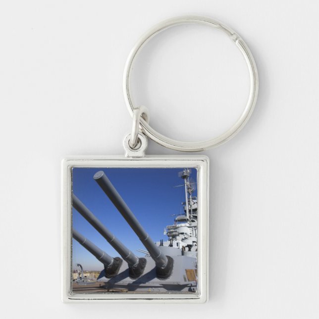 USS Alabama Battleship at Battleship Memorial 2 Keychain (Front)