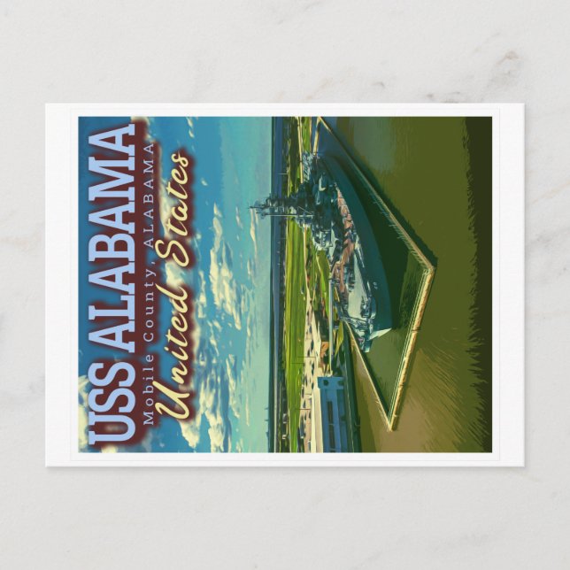 USS ALABAMA BATTLESHIP - MOBILE ALABAMA USA POSTCARD (Front)