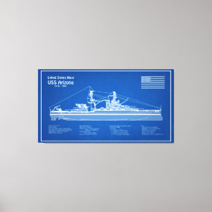 USS Arizona - Ship Blueprint Plans ABD Canvas Print