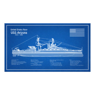 USS Arizona - Ship Blueprint Plans ABD Photo Print