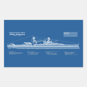 USS Arizona - Ship Blueprint Plans ABD Sticker