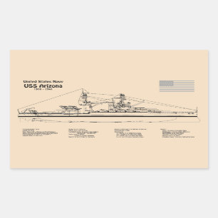 USS Arizona - Ship Blueprint Plans SD Sticker