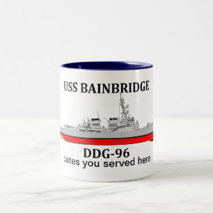 USS Bainbridge, DDG-96, customisable dates served Two-Tone Coffee Mug
