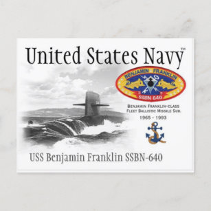USS BENJAMIN FRANKLIN SSBN-640 SUB.  -  Postcard