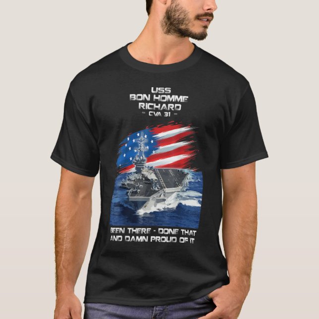 USS Bon Homme Richard CVA31 Aircraft Carrier Veter T-Shirt (Front)