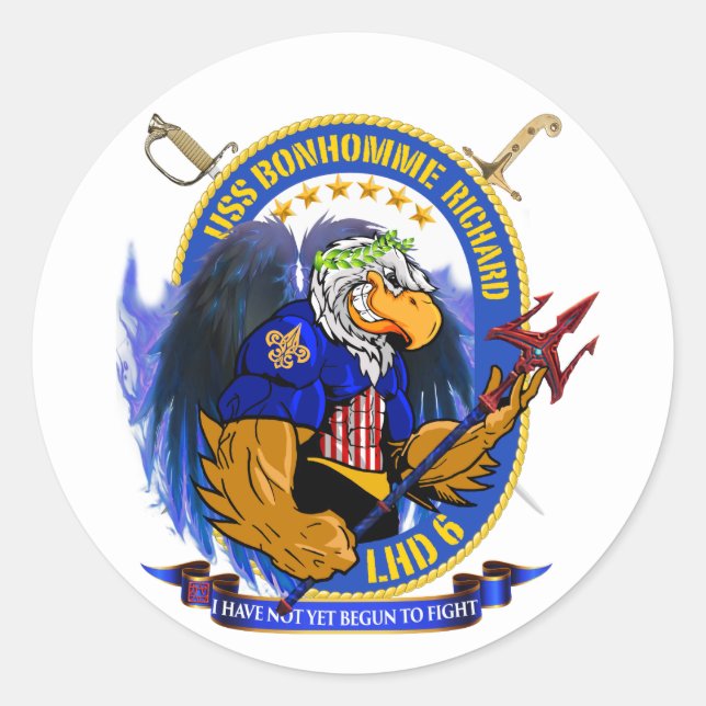 USS Bonhomme Richard LHD-6 living crest Classic Round Sticker (Front)