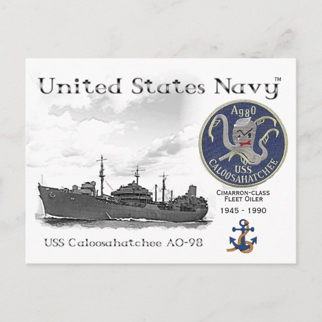 USS CALLOOSHATACHEE AO-98  OILER  - POSTCARD (Front)