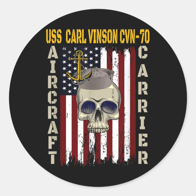 Uss Carl Vinson Cvn-70 Veterans Day Dad Boy Son Gr Classic Round Sticker (Front)