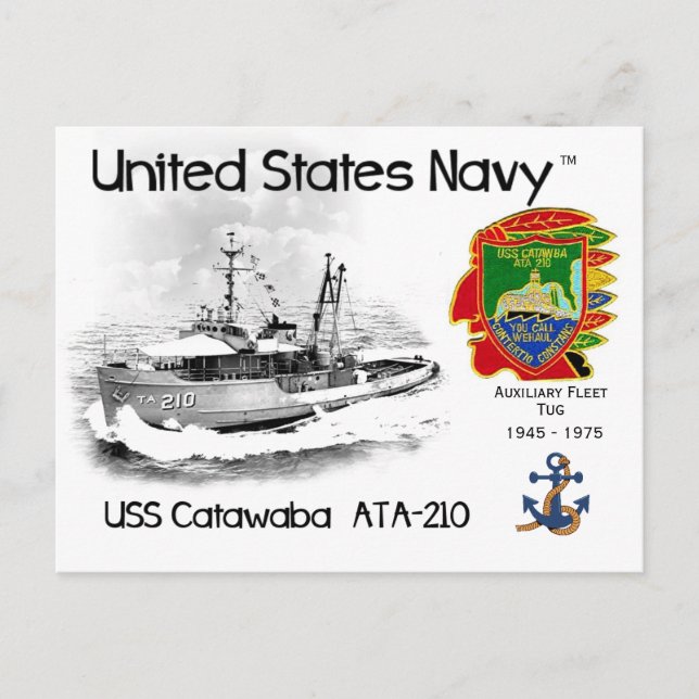 USS CATAWABA ATA-210  AUXILIARY TUG POSTCARD (Front)