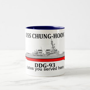 USS Chung-Hoon, DDG-93, customisable dates served Two-Tone Coffee Mug