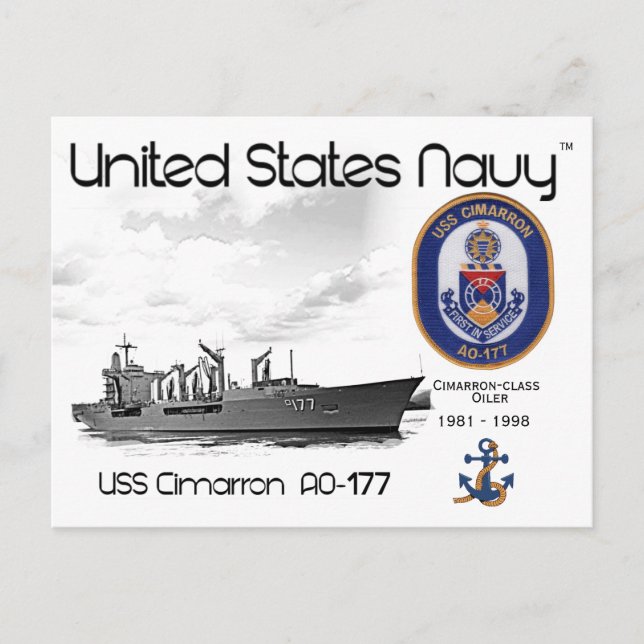 USS CIMARRON AO-177 OILER  - POSTCARD (Front)
