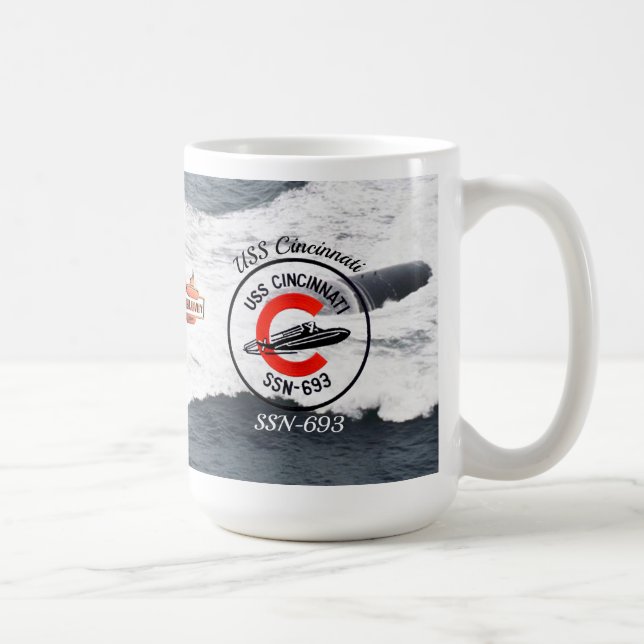 USS Cincinnati (SSN-693) Mug W/Background (Right)
