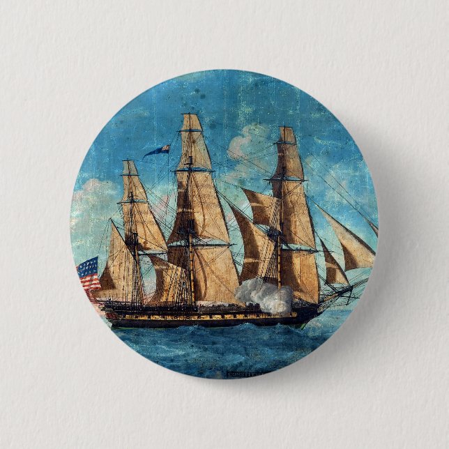 USS Constitution 1804 Old Ironsides 2 Inch Round Button (Front)