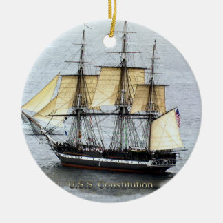 USS Constitution at Full Mask Ceramic Ornament