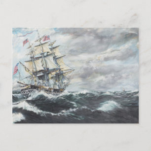 USS Constitution heads for HM Frigate Guerriere Postcard