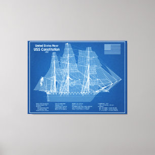 USS Constitution - Ship Blueprint Plans ABD Canvas Print