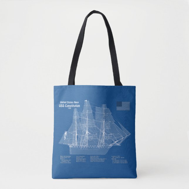 USS Constitution - Ship Blueprint Plans ABD Tote Bag (Front)