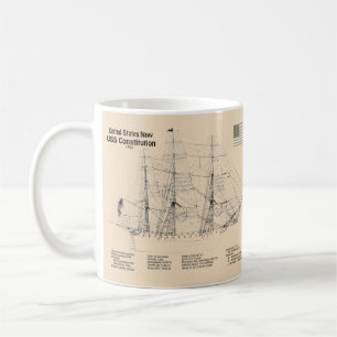 USS Constitution - Ship Blueprint Plans SD Coffee Mug