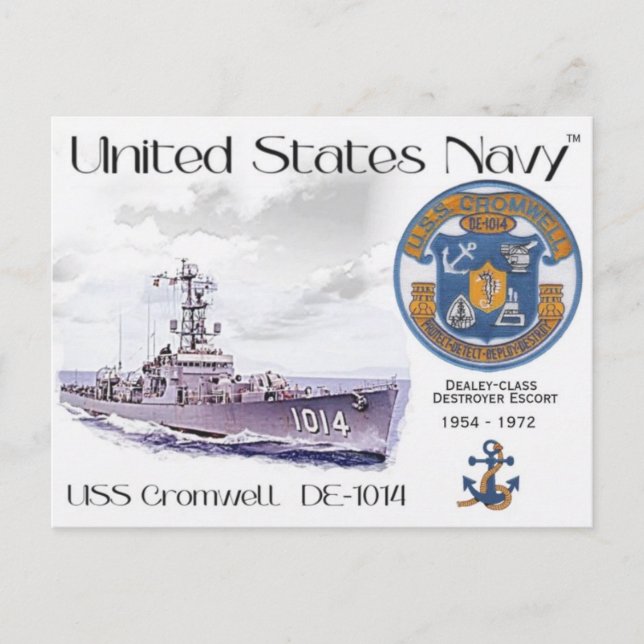 USS CROMWELL  DE-1014 DESTROYER ESCORT  - POSTCARD (Front)