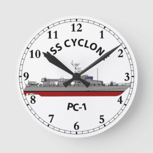 USS Cyclone PC-1 Patrol Coastal Round Clock